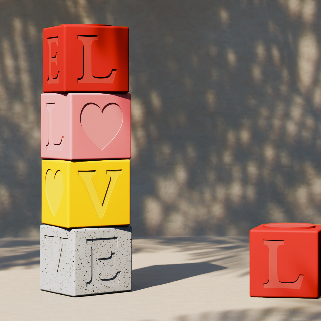 LOVE TOTEM - sedute/tavoli impilabili - set di 4 cubi