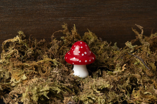 Decoración de vidrio con forma de hongo