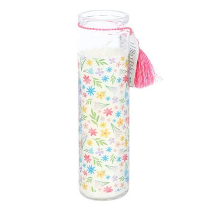 Vela en tubo de lino fresco con estampado floral primaveral