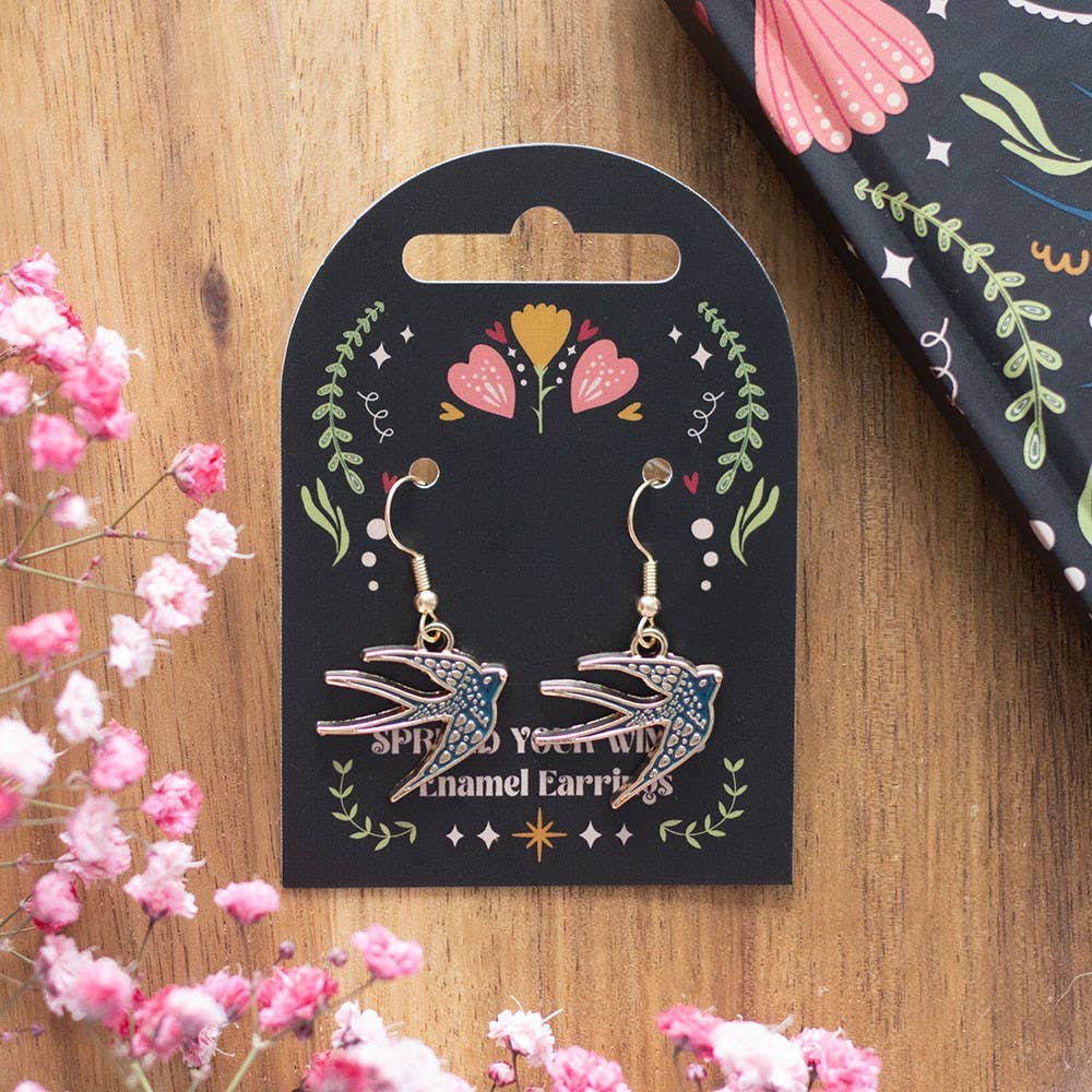 Boucles d'oreilles oiseau déploie tes ailes bleues