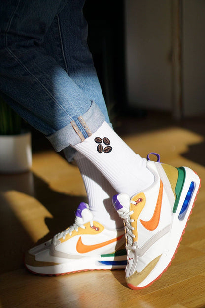 Coffee Bean Embroidered Socks