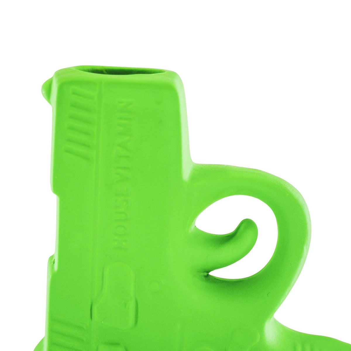 Vaso em forma de pistola, em cerâmica, verde néon, 12x5x12cm