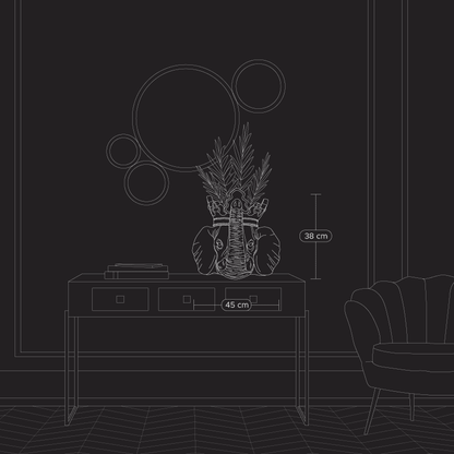 Maceta gigante con forma de elefante, dorada