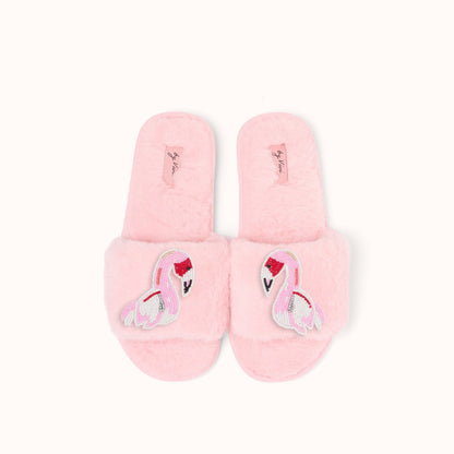 Paire de broches pour Chaussons - Flamant rose