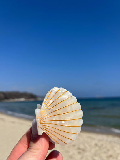 Pince à cheveux Coquillage rose pailleté