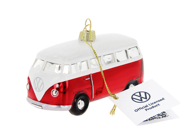 Decorazione natalizia rossa e bianca per autobus VW T1