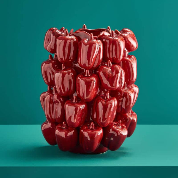 Jarrón Rojo Pimentón, Gres, 25 x 25 x 31 cm Hecho a mano