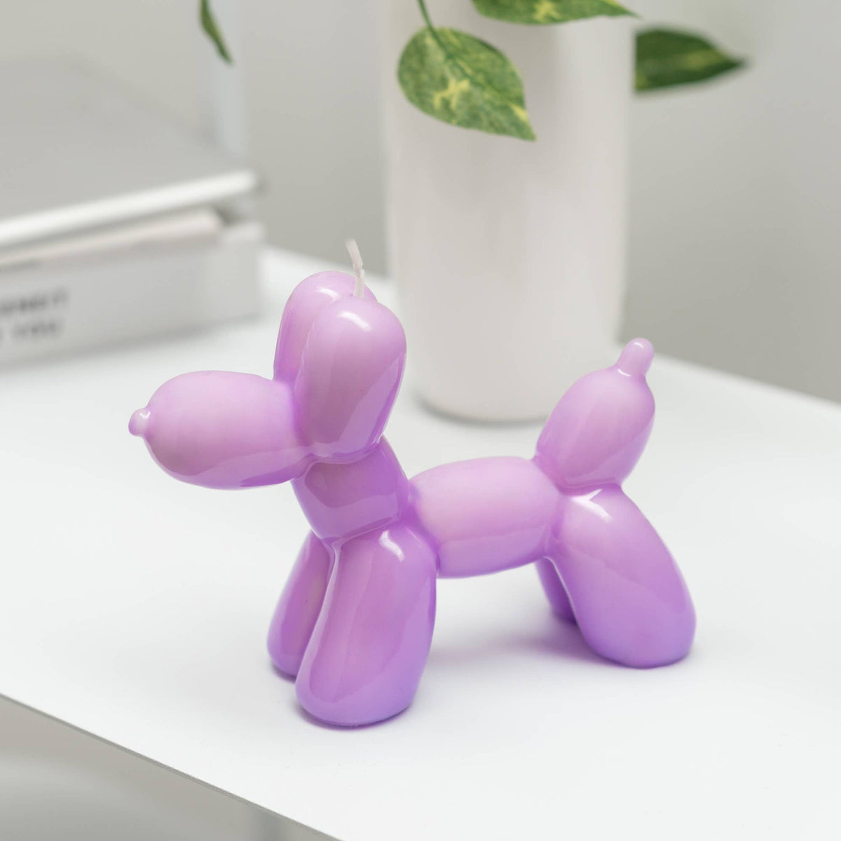 Vela de perro con globo morado