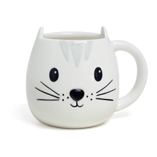 White Cat Round Mug