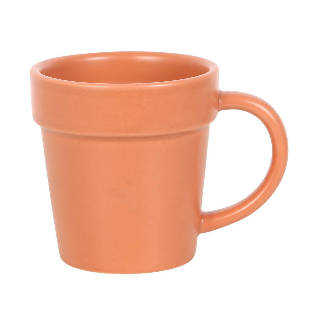 Tasse céramique en forme de pot de fleurs avec petite cuillère pelle
