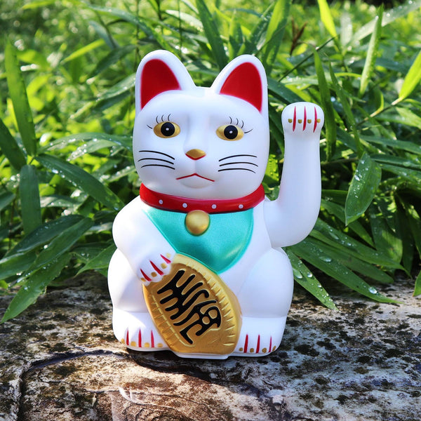 Chat chanceux blanc 15cm