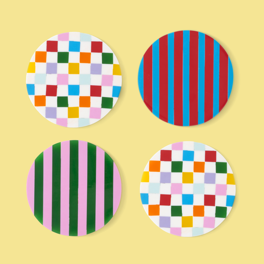 Juego de 4 posavasos de resina Coffee Club