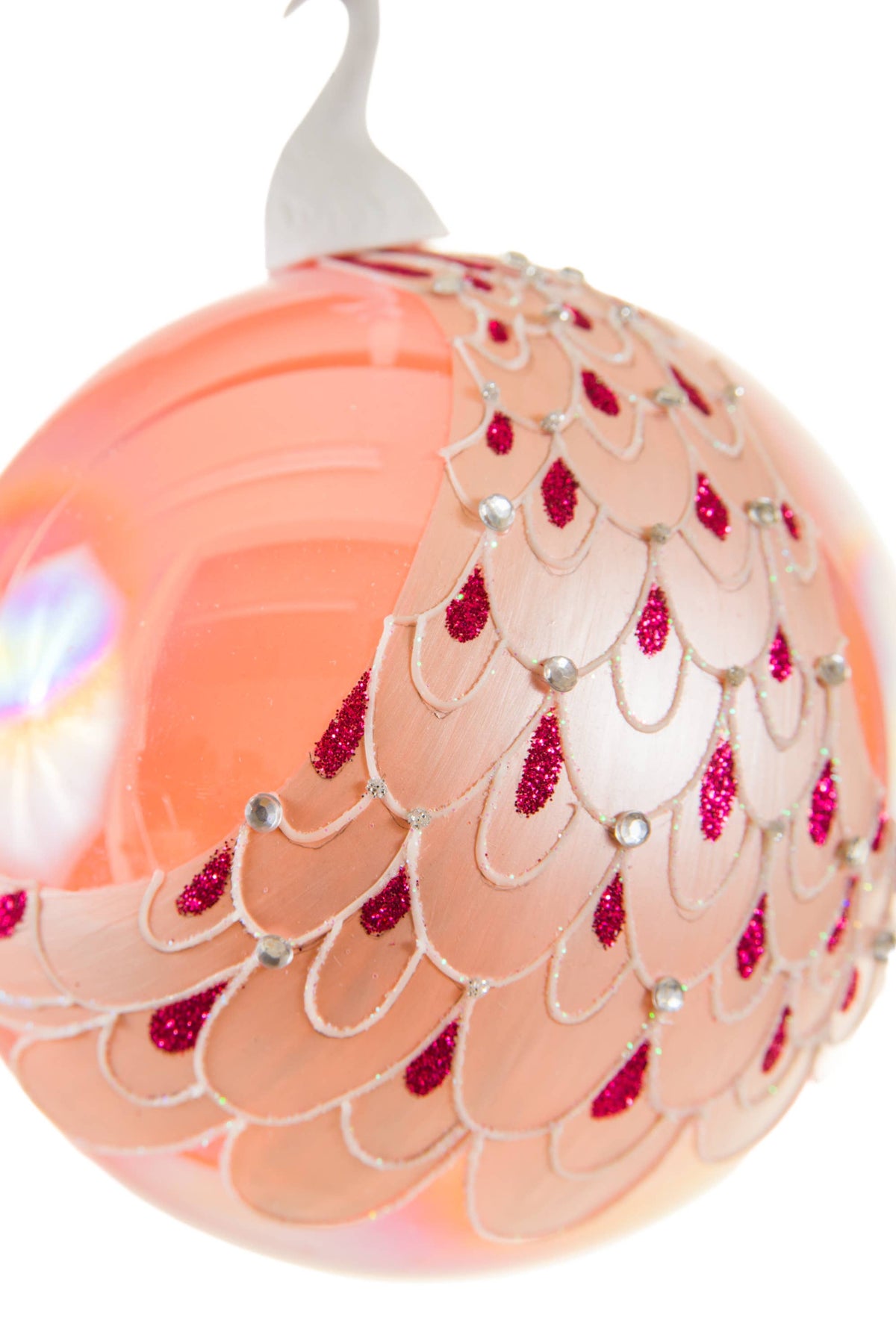 Adorno navideño de pavo real rosa