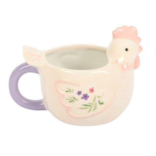 Taza de gallina floral 3D