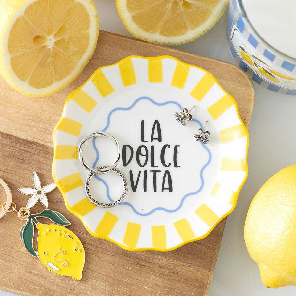 Plat à Bibelots “La Dolce Vita” Rayé Jaune
