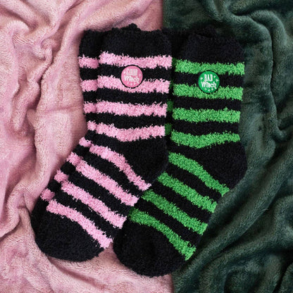 Ensemble de 2 paires de chaussettes rayées moelleuses Bonne Sorcière, Mauvaise Sorcière