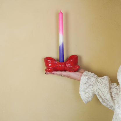 Candlestick - Knot - Ceramic - Red - 18x9x7 cm