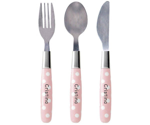 Set di posate a pois rosa cipria