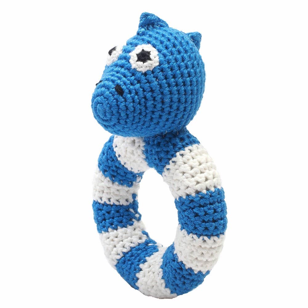 Ring rattle - Blue Dino