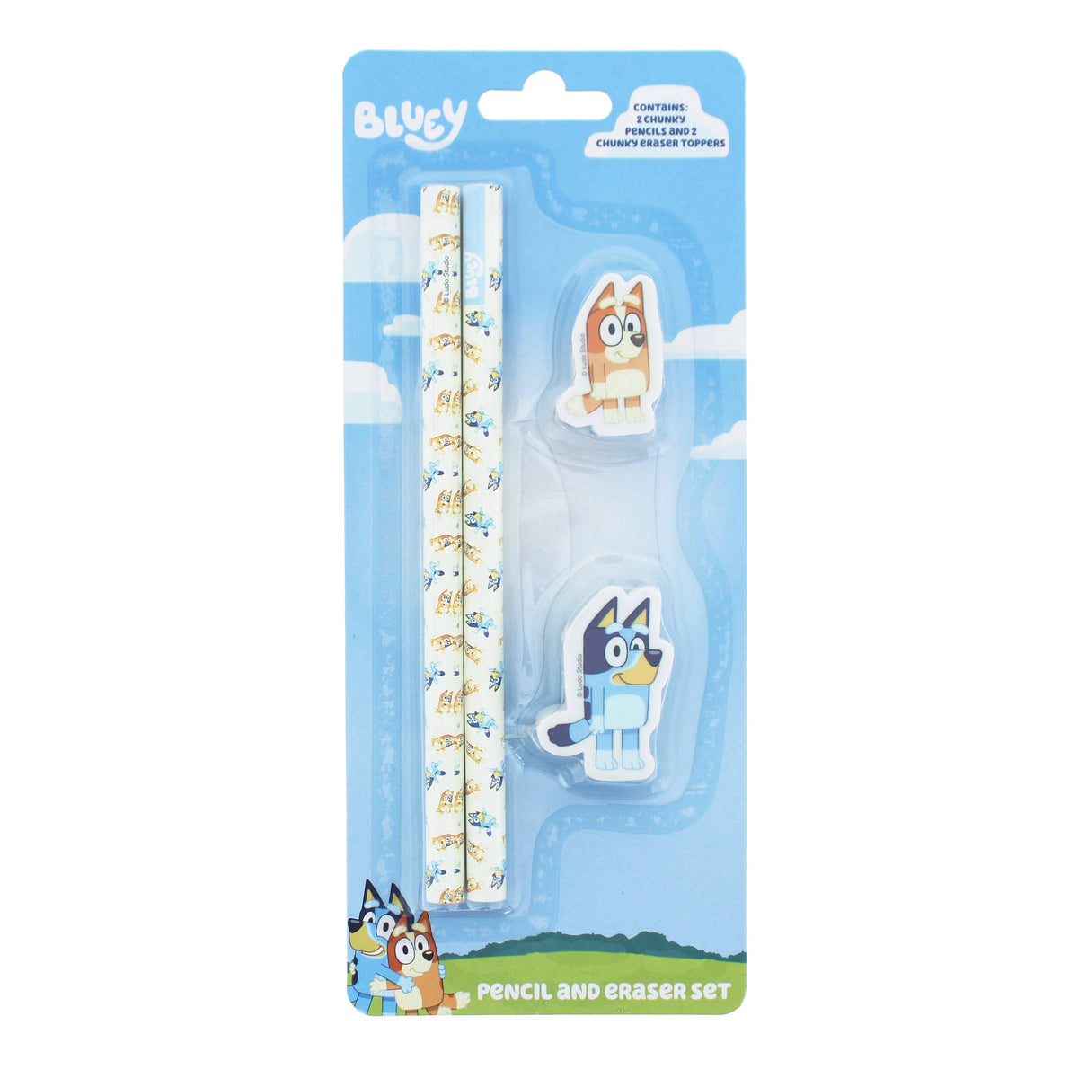 Juego de lápiz y borrador Bluey