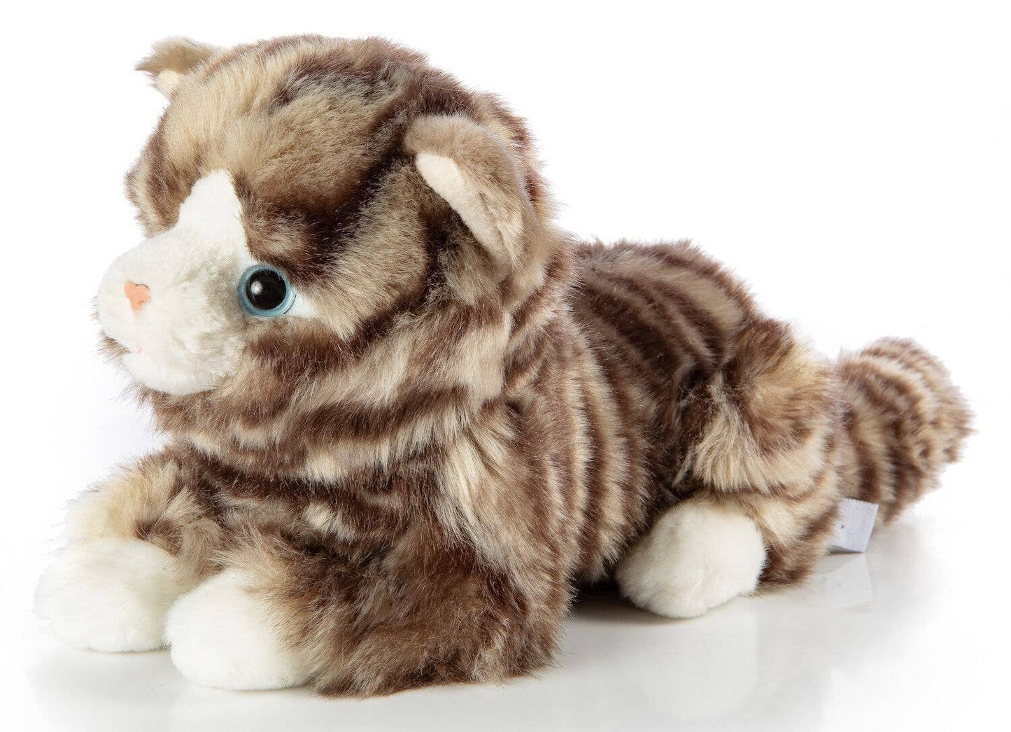 Peluche chat tigré gris couché Uni Toys