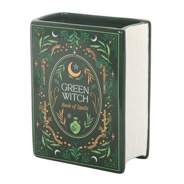 Vase en Forme de Livre - Sorcière verte