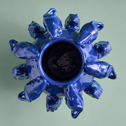 M. Mäuschen vase, cobalt blue stoneware, 23 x 23 x 26 cm