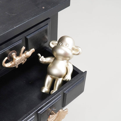 Adorno - Figura colgante de mono suelto 'La Leyenda' - Poliresina - Dorado - 11x7x19cm