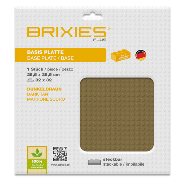 BRIXIES Plus Basis Platte dunkelbraun 32 x 32 Noppen