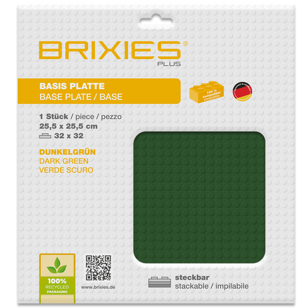 BRIXIES Plus Basis Platte dunkelgün 32 x 32 Noppen