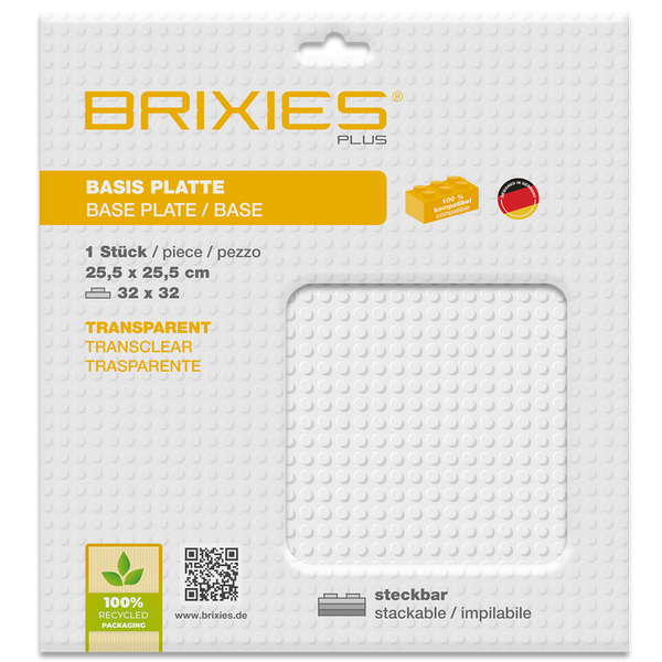 BRIXIES Plus Basis Platte transparent  32 x 32 Noppen