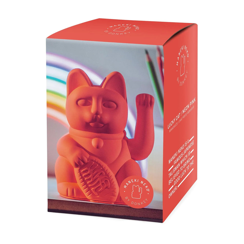 Gato de la suerte de color naranja neón
