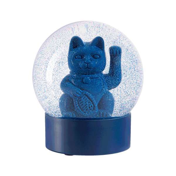 Boule à Neige Chat Chanceux Bleu