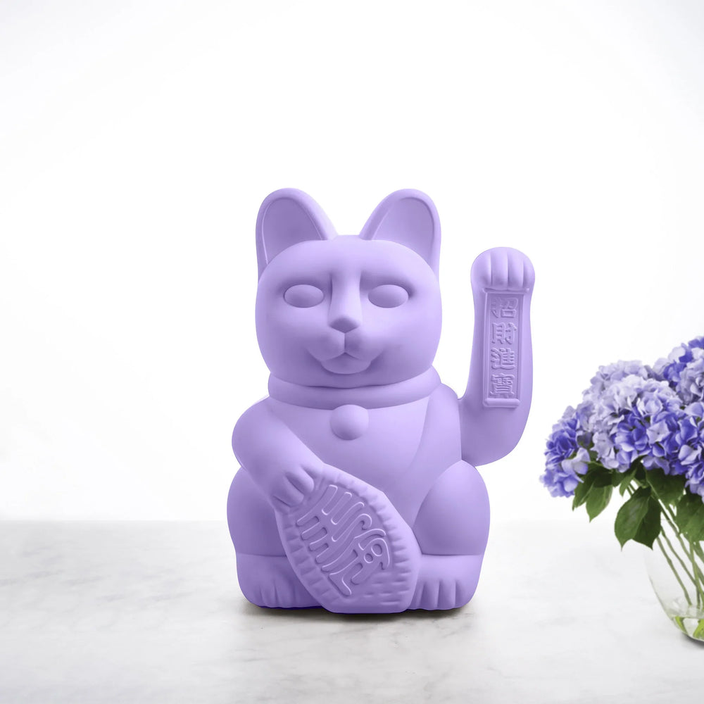 Gran gato de la suerte de color lila