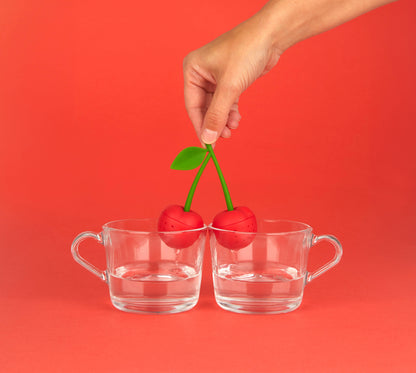 Infusore per tè in silicone rosso ciliegia doppio