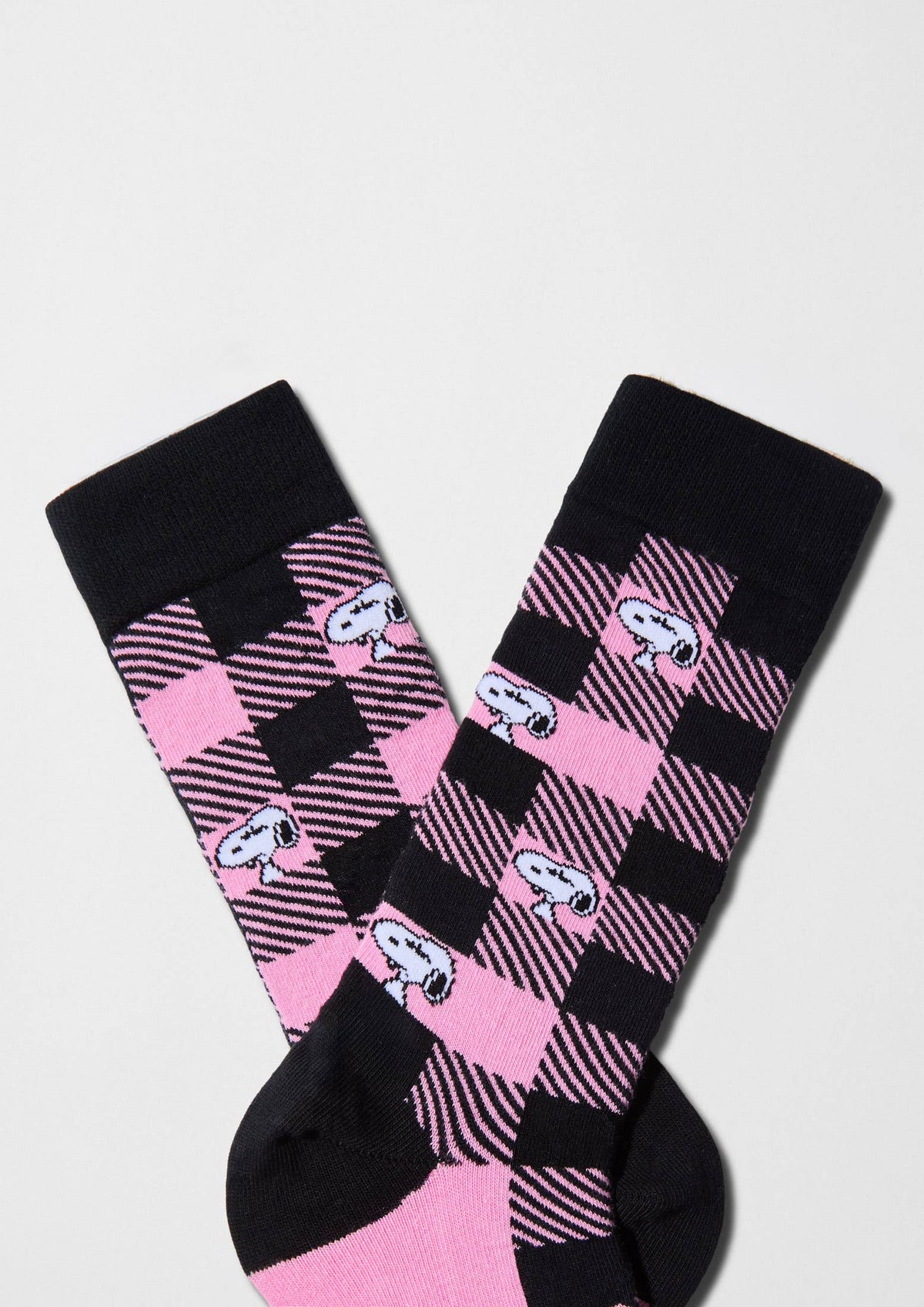 BeSnoopy Tartan Rose - Chaussettes 100 % coton biologique