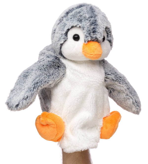 Marionnette à main pingouin (bleu chiné) Uni Toys