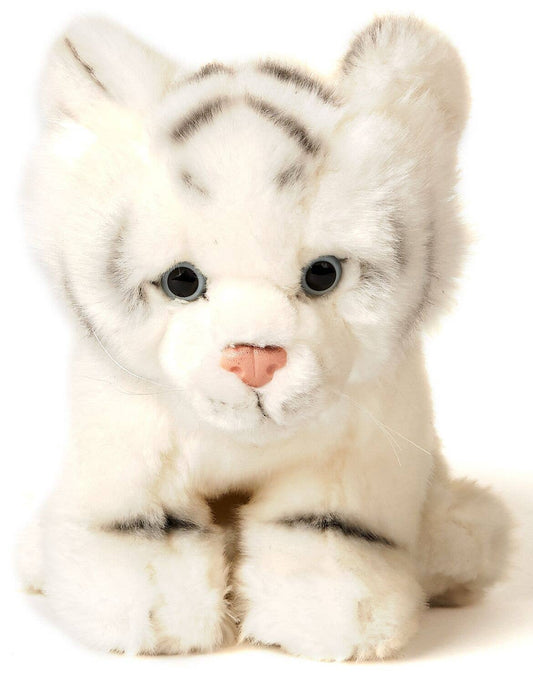 Tigre de peluche branco sentado