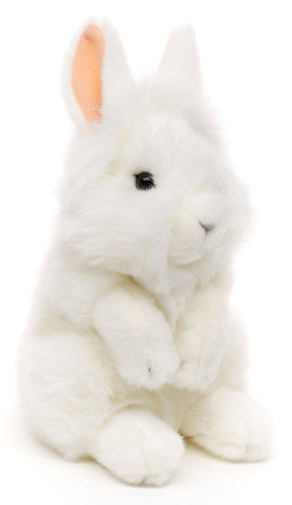 Peluche lapin angora blanc debout Uni Toys