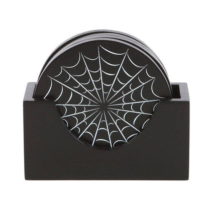 Set de 4 dessous de verre gothiques noirs avec motif toile d’araignée