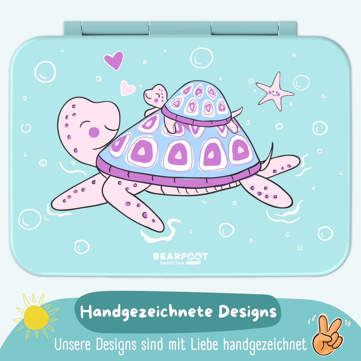 Bento Box with Compartments, Lightweight & Leakproof - Turtle