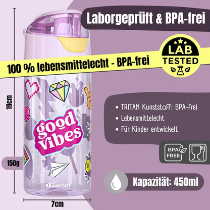 Trinkflasche Kinder, leichte Wasserflasche - Sticker lila