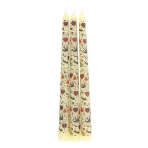 Ensemble de 3 Bougies à Motif Floral Crème Folk
