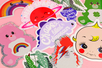 Pegatina de llama brillante David Bowie Ziggy Stardust