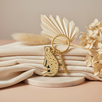 Golden leopard keychain