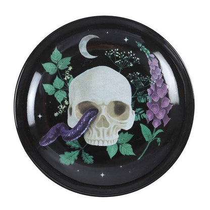 Venom &amp; Vines Gothic Ceramic Trinket Dish with Skull and Snake