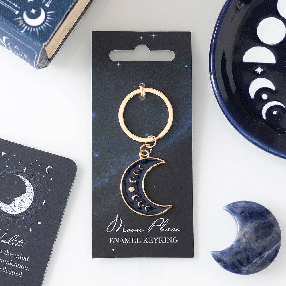 Crescent Moon Keychain - Blue Moon Phase