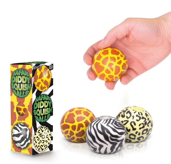 Balles Squish Scrunchems Safari Diddy - Paquet de 3