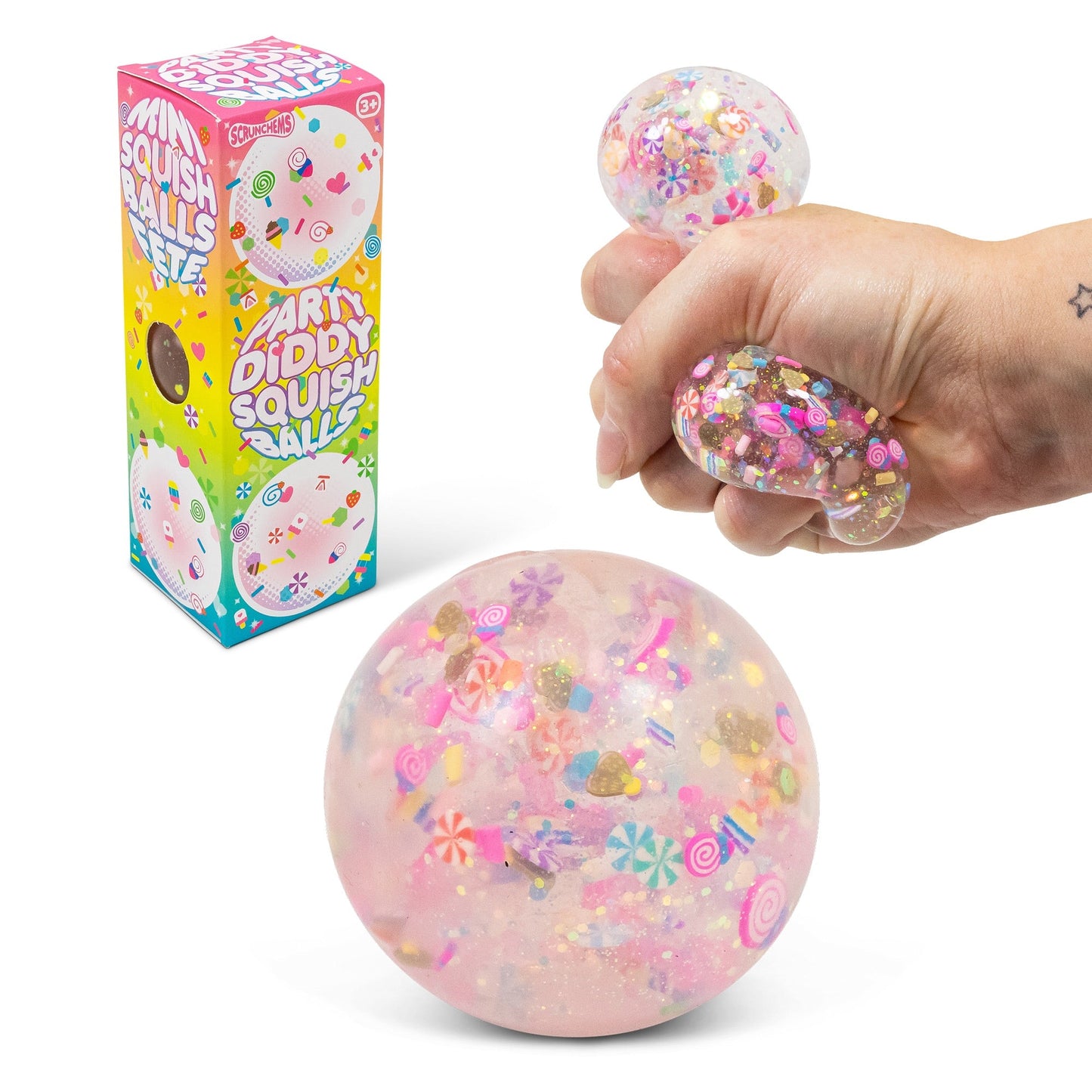 Boules de squish Scrunchems Party Diddy - Paquet de 3