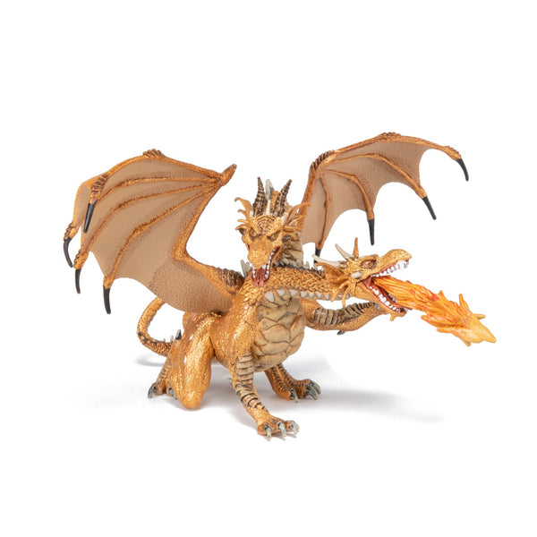 Figurine Dragon deux têtes or Papo - créature fantastique
